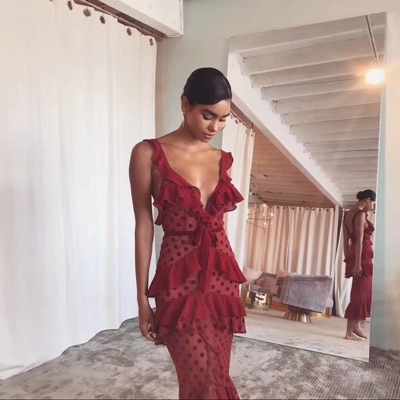 for love and lemons dotty midi dress